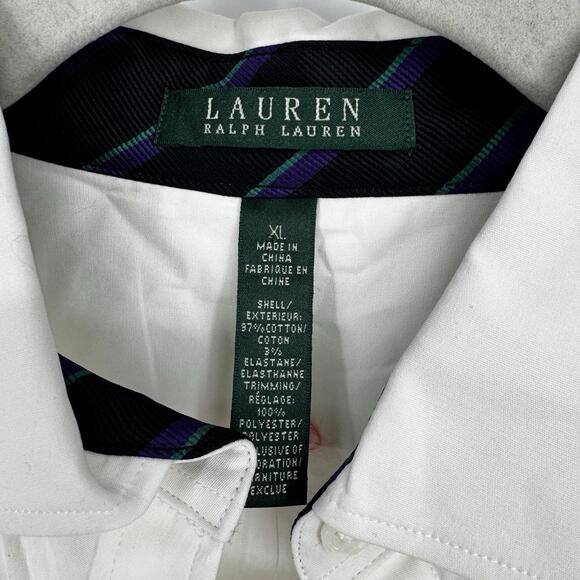 Lauren Ralph Lauren top XL white crest logo button up academia preppy old money - Picture 5 of 6